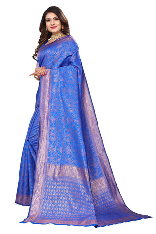 New party wear saree (blue) - Karuna Creation