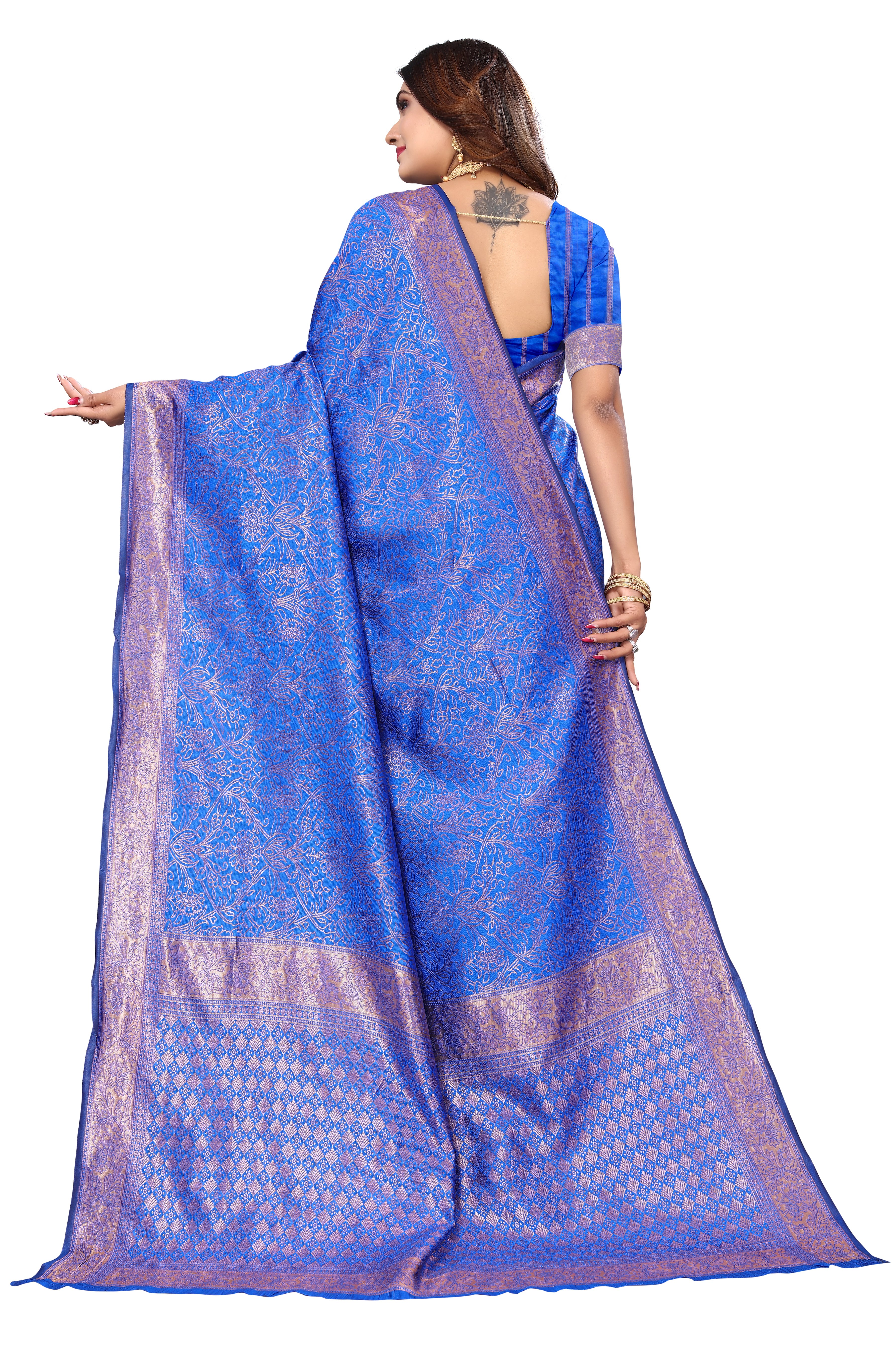 New party wear saree (blue) - Karuna Creation