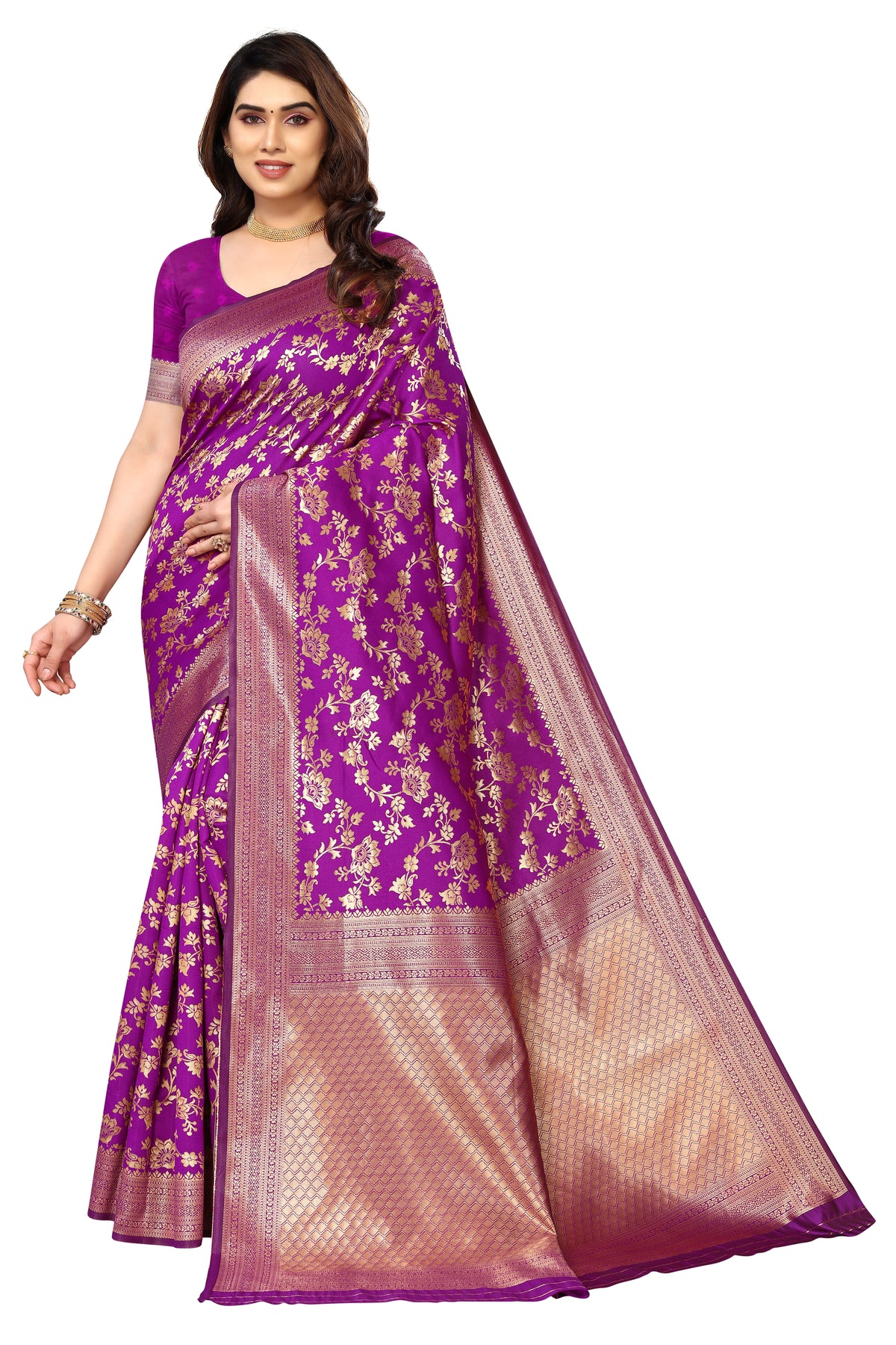 fancy women saree (purple) - Karuna Creation