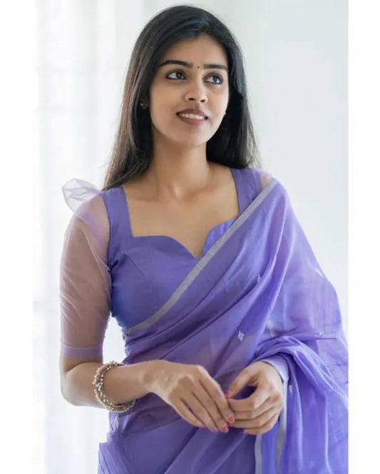 Lavender Banarai silk Woman weddind &Party Waer saree With unstiched Blouse - Karuna Creation