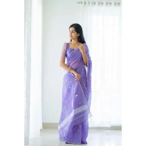 Lavender Banarai silk Woman weddind &Party Waer saree With unstiched Blouse - Karuna Creation