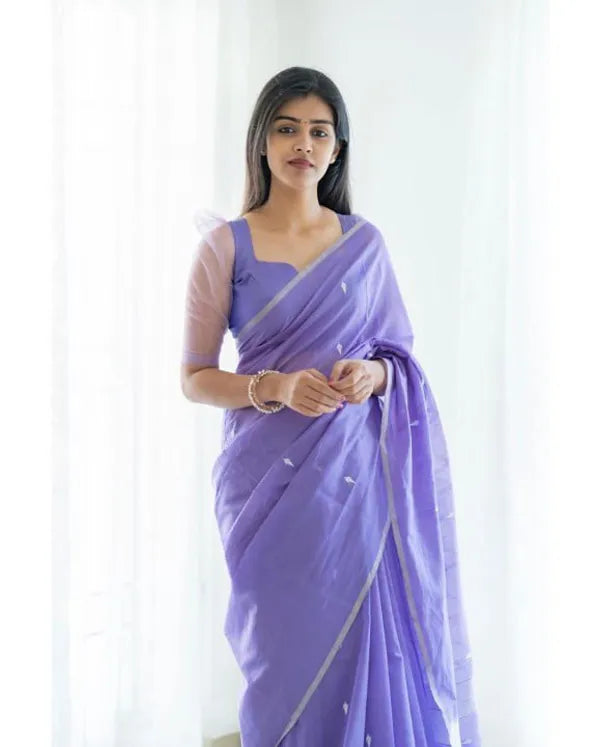 Lavender Banarai silk Woman weddind &Party Waer saree With unstiched Blouse - Karuna Creation