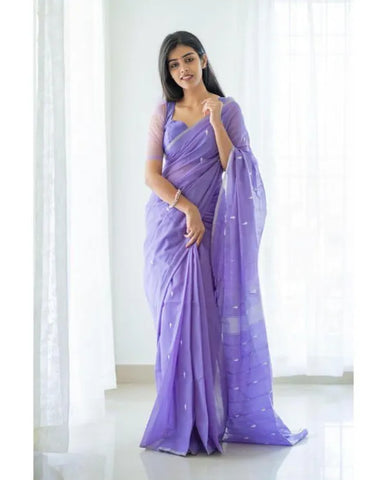 Lavender Banarai silk Woman weddind &Party Waer saree With unstiched Blouse - Karuna Creation