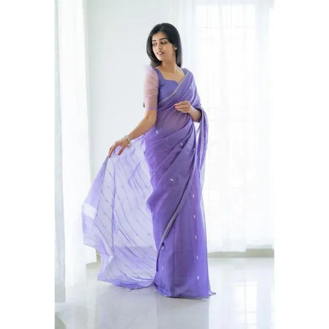 Lavender Banarai silk Woman weddind &Party Waer saree With unstiched Blouse - Karuna Creation