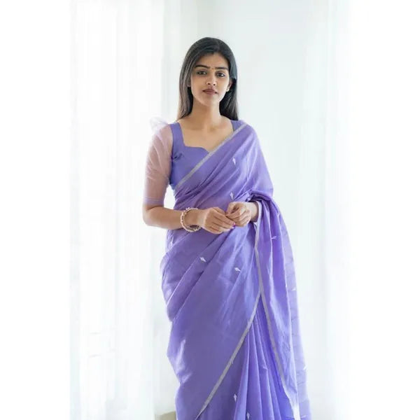 Lavender Banarai silk Woman weddind &Party Waer saree With unstiched Blouse - Karuna Creation