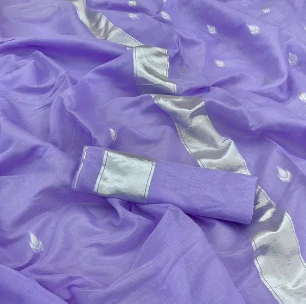 Lavender Banarai silk Woman weddind &Party Waer saree With unstiched Blouse - Karuna Creation