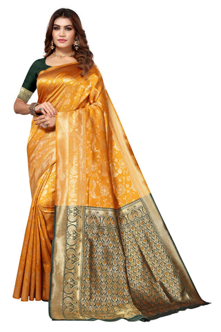 Striped Banarasi Cotton Silk Saree - Karuna Creation