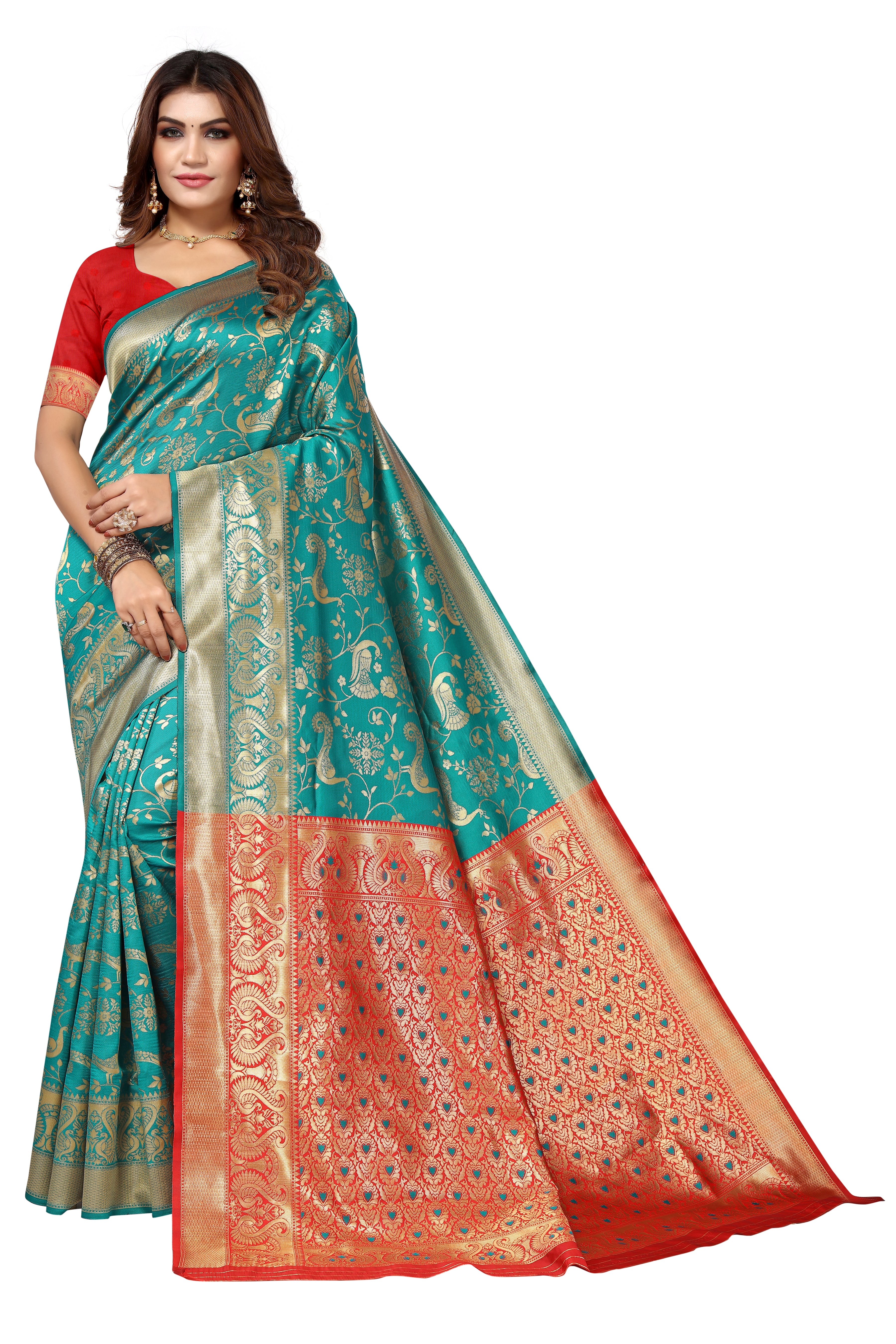 Striped Banarasi Cotton Silk Saree - Karuna Creation