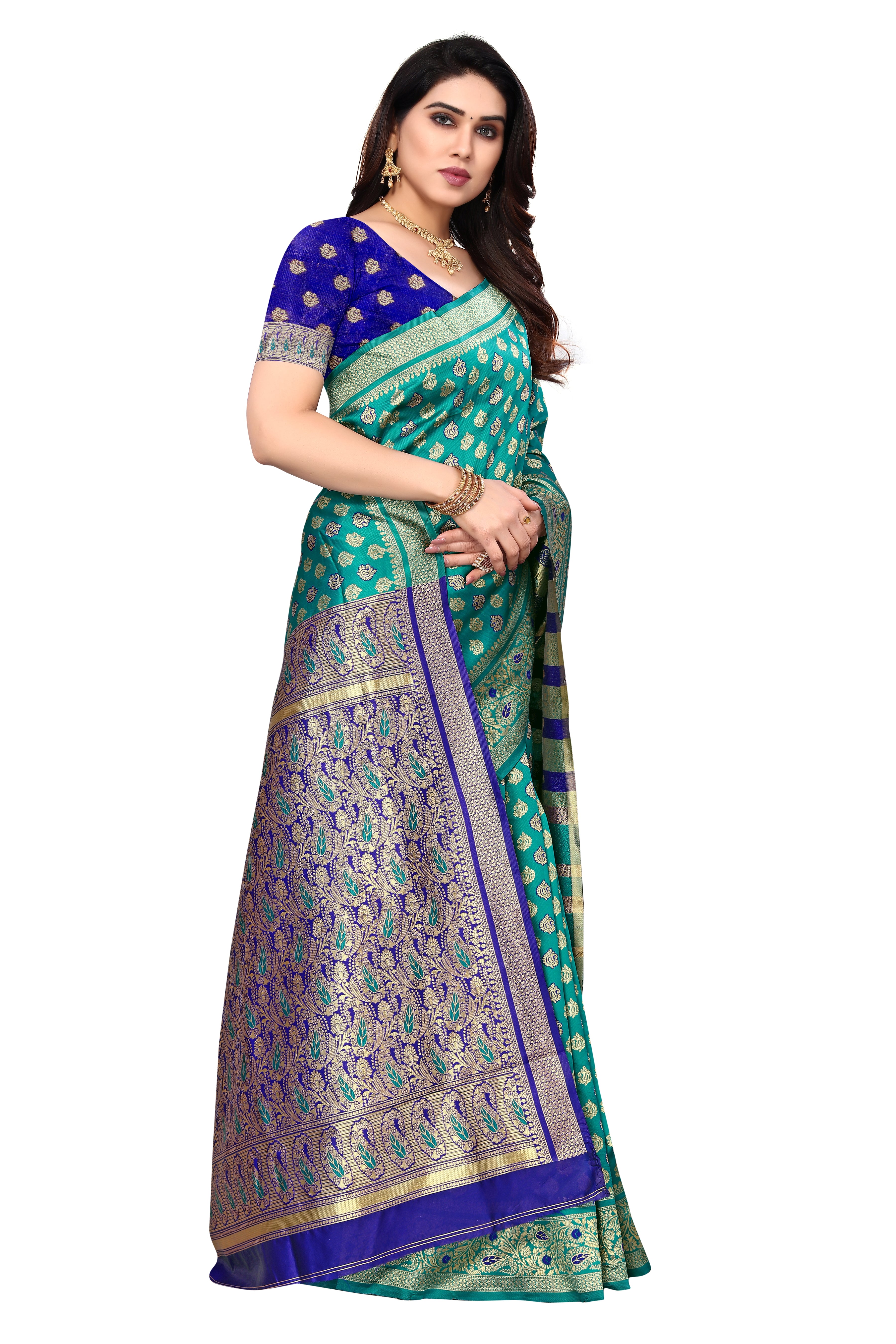 Paisley Banarasi Satin silk saree - Karuna Creation